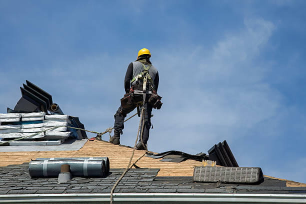 Professional Roof Replacement technician working in Pavilion, NY
